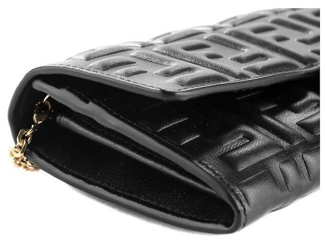 Fendi Borsa Baguette Catena Nera timbrata: AAJD Nero - vista 8