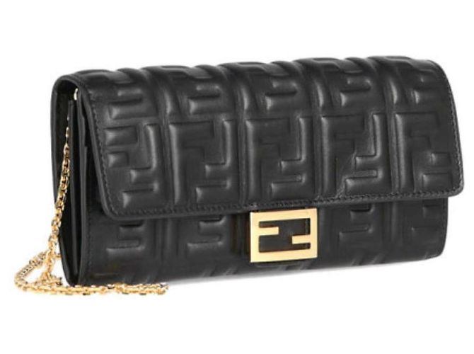 Fendi Borsa Baguette Catena Nera timbrata: AAJD Nero - vista 9