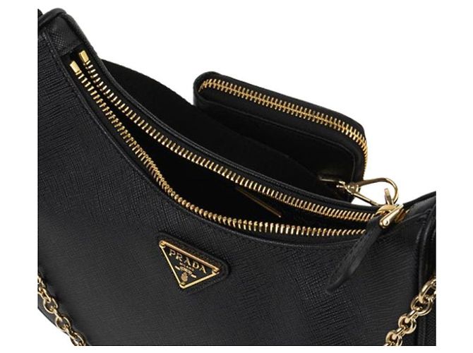Prada Borsa a Spalla Logo Triangolo Riedizione Nera NZV Nero - vista 4