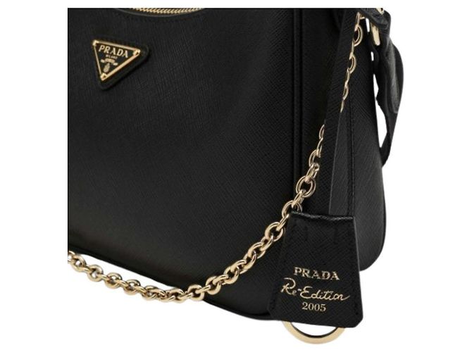 Prada Borsa a Spalla Logo Triangolo Riedizione Nera NZV Nero - vista 5
