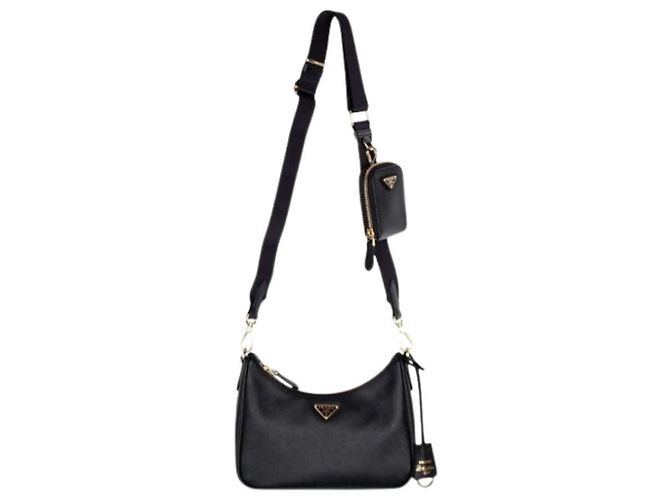 Prada Borsa a Spalla Logo Triangolo Riedizione Nera NZV Nero - vista 7