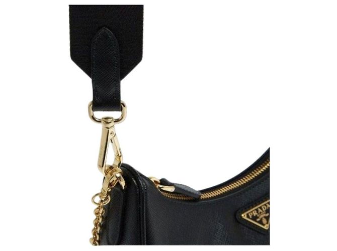 Prada Borsa a Spalla Logo Triangolo Riedizione Nera NZV Nero - vista 8