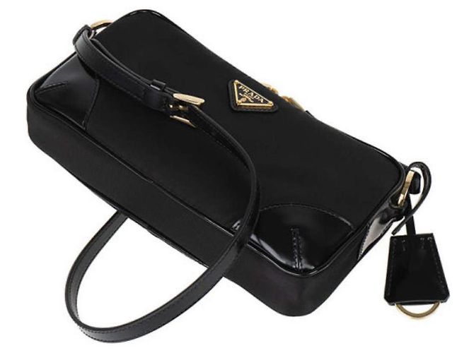 Prada Borsa a spalla piccola riedizione nera Nero - vista 9