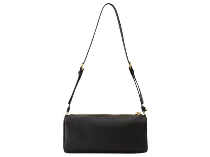 Prada Bolsa de ombro em couro macio preta com logo triangular Preto - vista 6