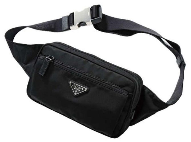 Prada Bolsa de cintura de nylon com logo triangular Preto - vista 5