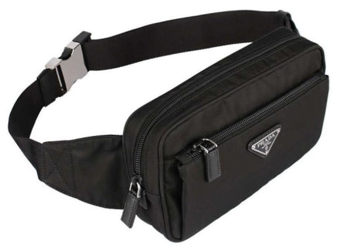 Prada Bolsa de cintura de nylon com logo triangular Preto - vista 8