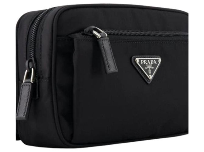 Prada Bolsa de cintura de nylon com logo triangular Preto - vista 9