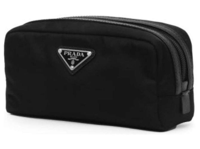Prada Borsa Pouch in Saffiano Re-Nylon Nero - vista 4