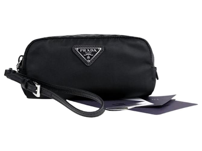 Prada Bolsa de nylon com logo triangular Preto - vista 7
