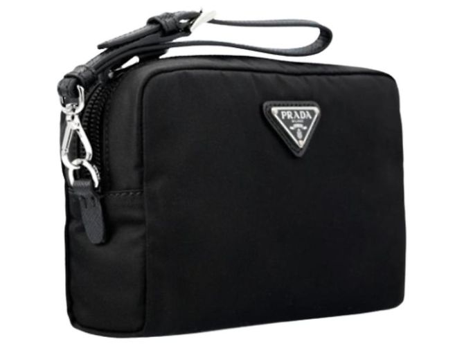 Prada Pochette di bellezza in nylon nero - vista 4