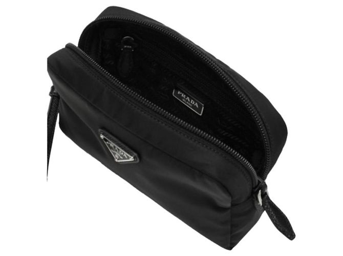 Prada Pochette di bellezza in nylon nero - vista 5