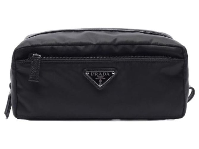 Prada Pochette Triangolo Logo in Nylon Rena Nero - vista 2