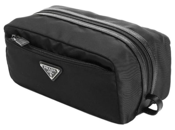 Prada Pochette Triangolo Logo in Nylon Rena Nero - vista 3