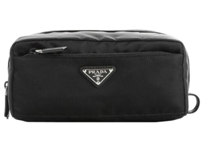 Prada Pochette Triangolo Logo in Nylon Rena Nero - vista 6