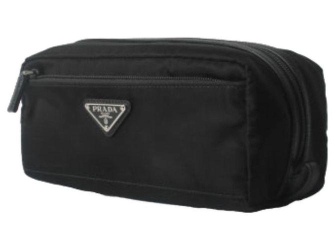 Prada Pochette Triangolo Logo in Nylon Rena Nero - vista 7
