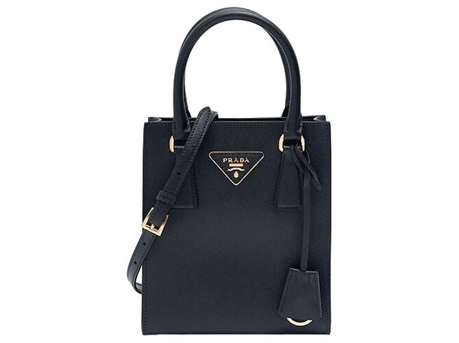 Prada Bolsa Tote Saffiano Preta com Logo Triangular Número do Produto: NZV Preto - vista 2
