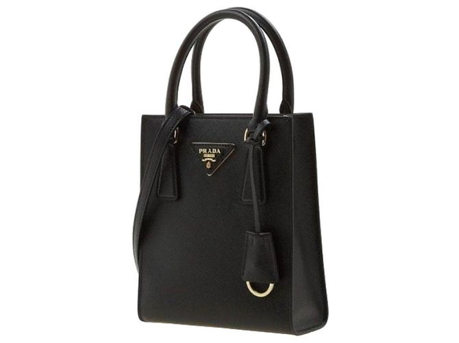 Prada Bolsa Tote Saffiano Preta com Logo Triangular Número do Produto: NZV Preto - vista 3