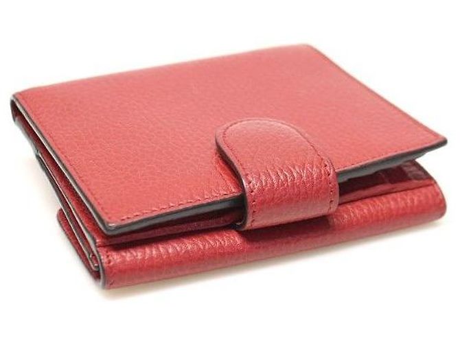 Gucci Billetera con solapa en cuero rojo con logo entrelazado Roja - vista 5