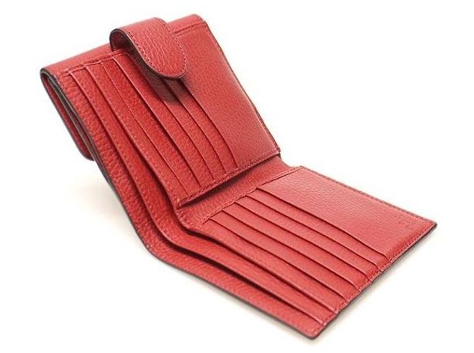 Gucci Billetera con solapa en cuero rojo con logo entrelazado Roja - vista 6