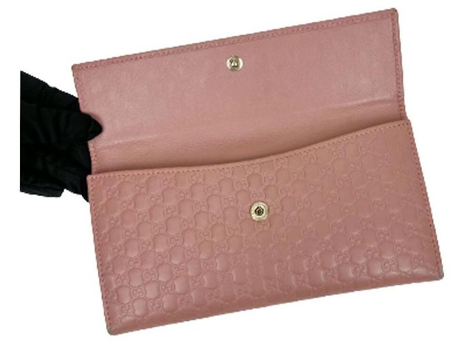 Gucci Cartera larga de cuero con solapa micro continental Sima Signature Rosa - vista 2