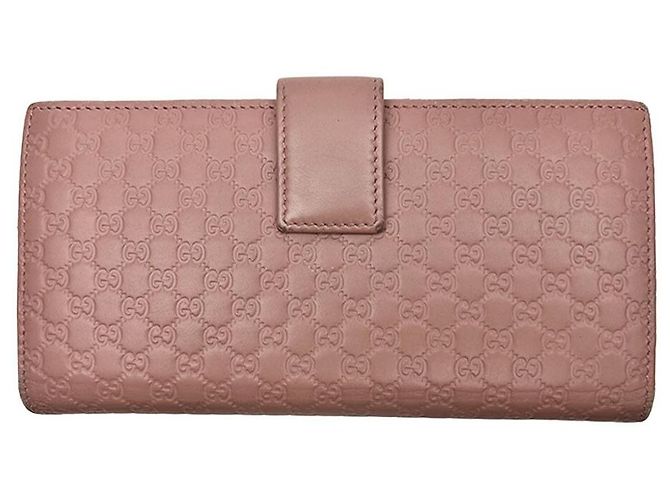 Gucci Cartera larga de cuero con solapa micro continental Sima Signature Rosa - vista 3
