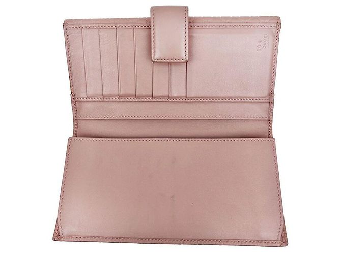 Gucci Cartera larga de cuero con solapa micro continental Sima Signature Rosa - vista 4