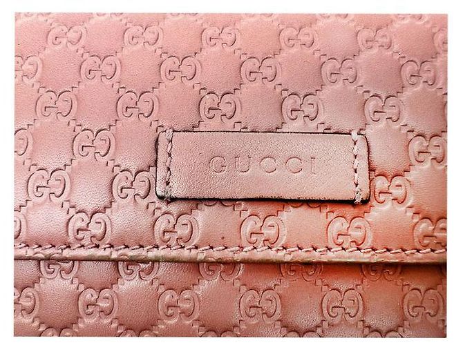 Gucci Cartera larga de cuero con solapa micro continental Sima Signature Rosa - vista 5