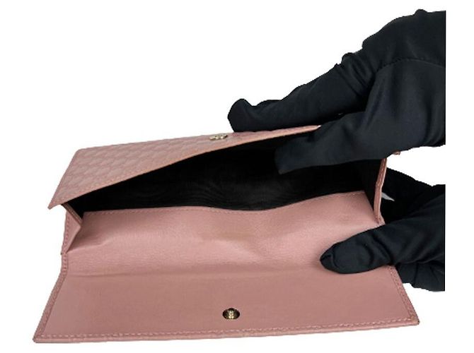 Gucci Cartera larga de cuero con solapa micro continental Sima Signature Rosa - vista 7