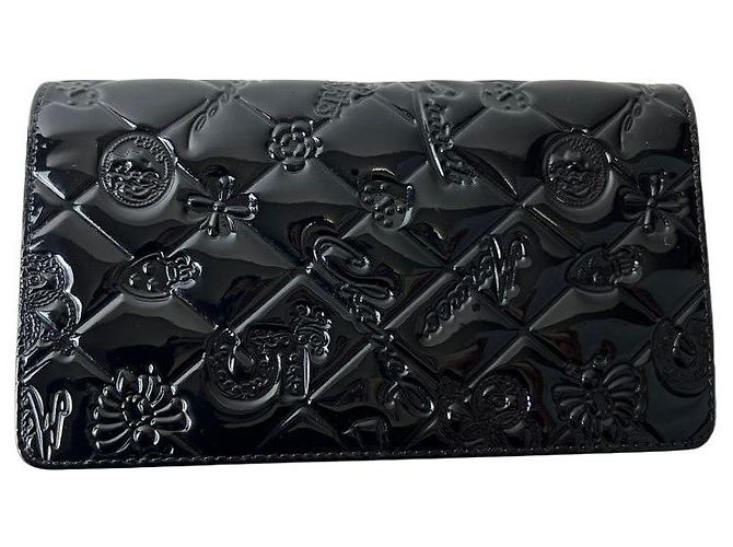 Chanel Langer Geldbeutel aus Lackleder Schwarz - Ansicht 2