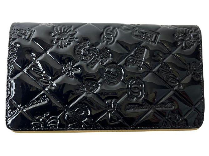 Chanel Langer Geldbeutel aus Lackleder Schwarz - Ansicht 3
