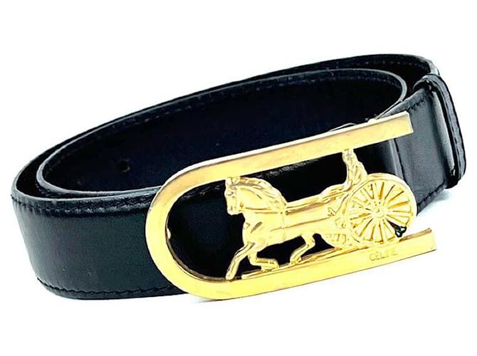 Céline Leder Gürtel mit Carriage-Logo Schwarz - Ansicht 3