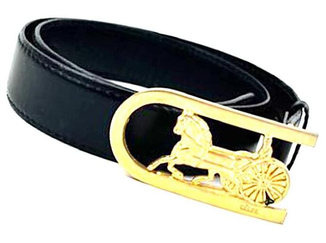 Céline Leder Gürtel mit Carriage-Logo Schwarz - Ansicht 4
