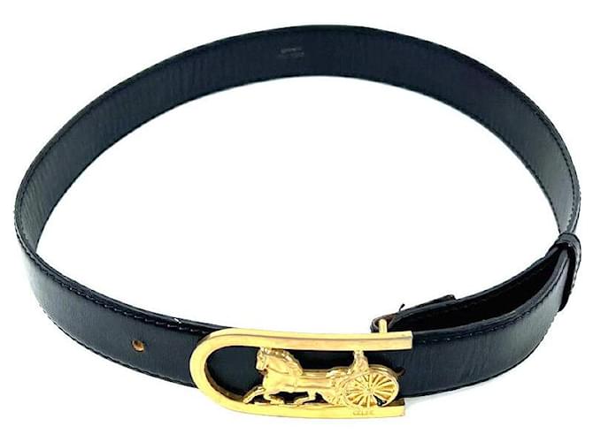 Céline Leder Gürtel mit Carriage-Logo Schwarz - Ansicht 5