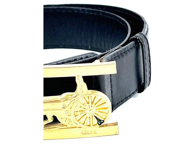 Céline Leder Gürtel mit Carriage-Logo Schwarz - Ansicht 7