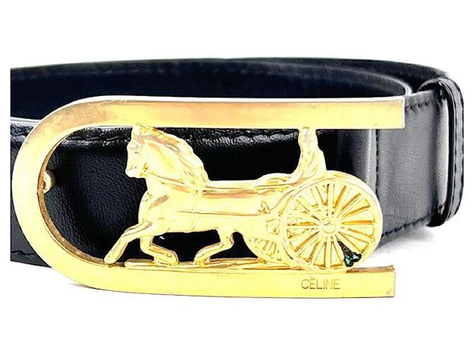 Céline Leder Gürtel mit Carriage-Logo Schwarz - Ansicht 8