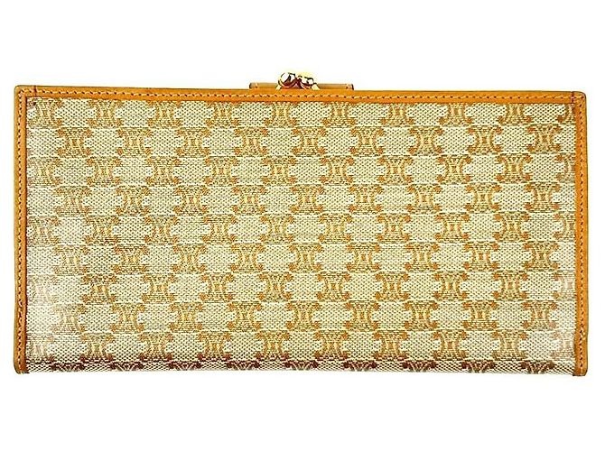 Céline Logo Vintage Beige Long Wallet Brown - view 2