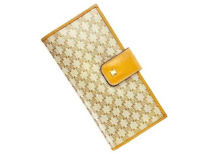 Céline Logo Vintage Beige Long Wallet Brown - view 5