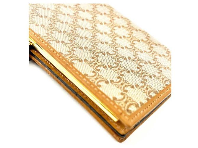 Céline Logo Vintage Beige Long Wallet Brown - view 8