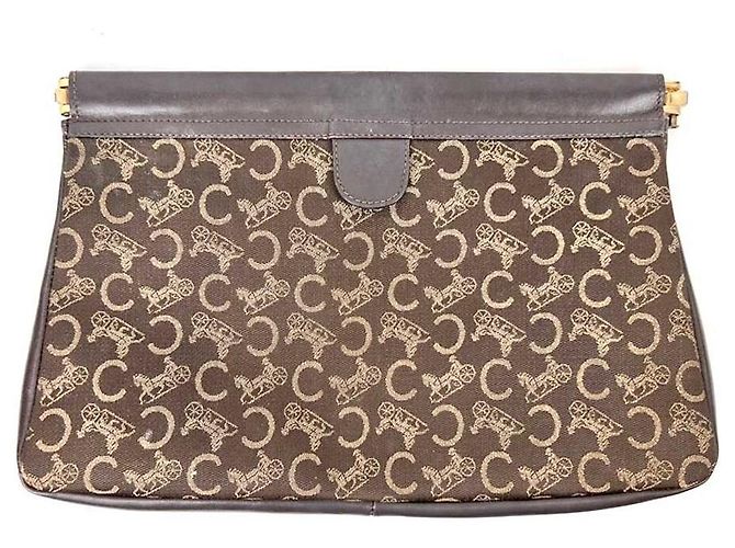 Céline Borsa Clutch Jacquard Carriage Marrone - vista 2