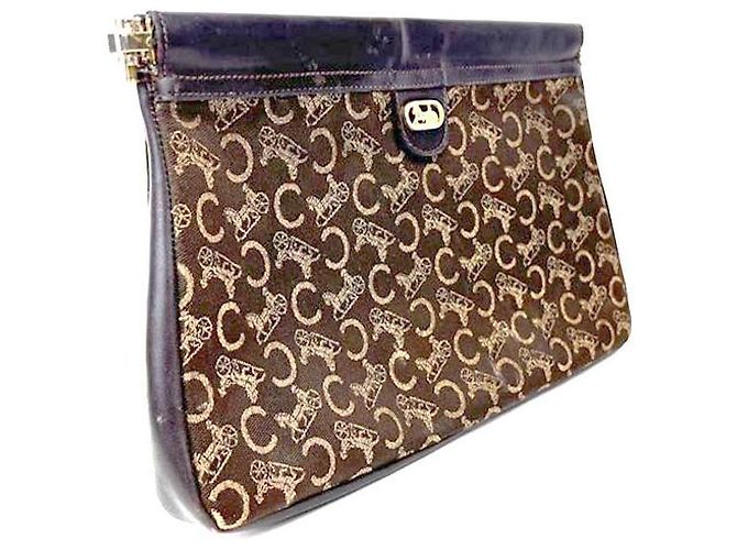 Céline Borsa Clutch Jacquard Carriage Marrone - vista 3