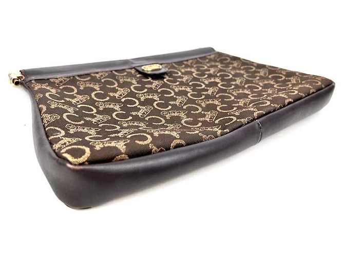 Céline Borsa Clutch Jacquard Carriage Marrone - vista 5