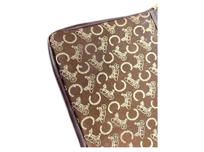 Céline Borsa Clutch Jacquard Carriage Marrone - vista 6