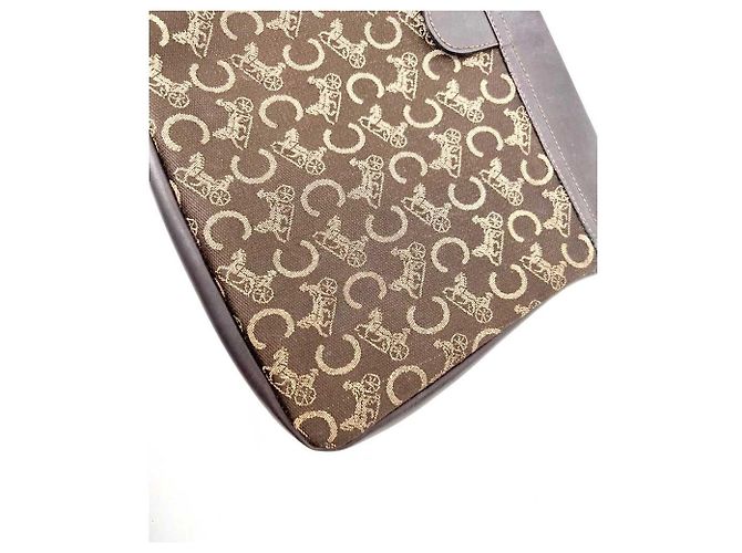 Céline Borsa Clutch Jacquard Carriage Marrone - vista 7