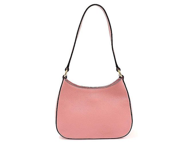 Miu Miu Borsa hobo in pelle madras rosa con lettering dorato - vista 4