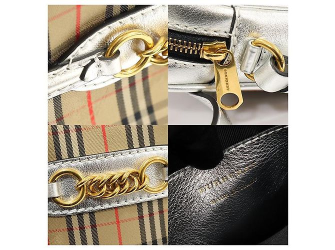 Burberry Bolso de cinturón de cuero plateado con cadena dorada Dorado - vista 7