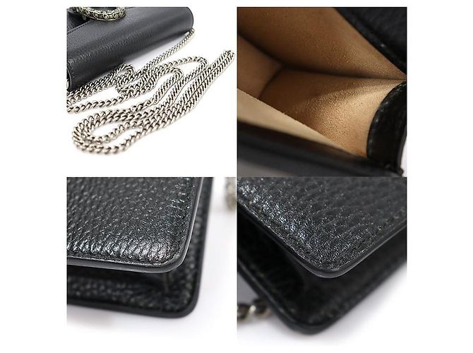 Gucci Borsa a tracolla super mini Dionysus in pelle nera con cristalli Nero - vista 6