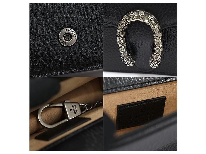 Gucci Borsa a tracolla super mini Dionysus in pelle nera con cristalli Nero - vista 7