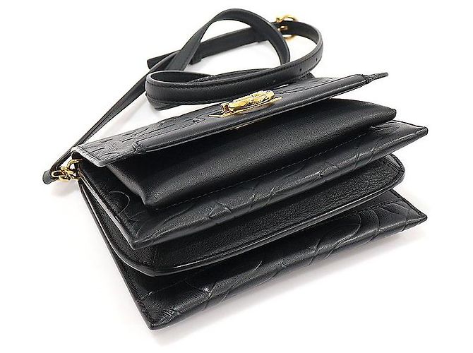 Salvatore Ferragamo Borsa a tracolla Trifolio in pelle di vitello nera con Gancini dorati Nero - vista 5