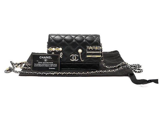 Chanel Mini borsa a spalla WOC con catena e logo CC in pelle di agnello nero - Serie Coco - vista 2