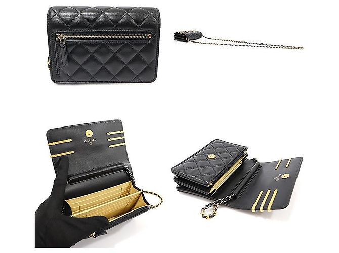 Chanel Mini borsa a spalla WOC con catena e logo CC in pelle di agnello nero - Serie Coco - vista 4